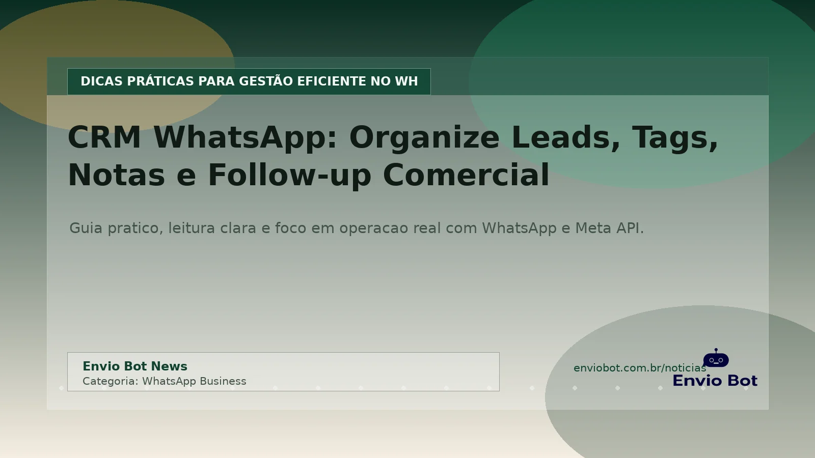 Tela do Envio Bot mostrando organização de contatos e tags no WhatsApp