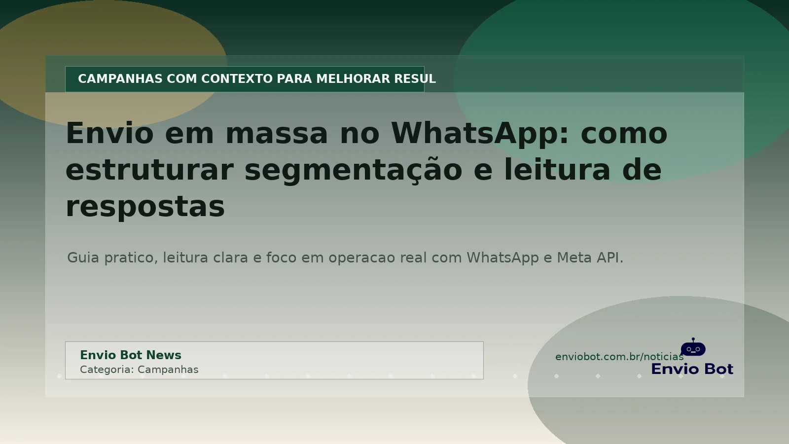 Tela do Envio Bot mostrando segmentação e inbox de respostas no WhatsApp